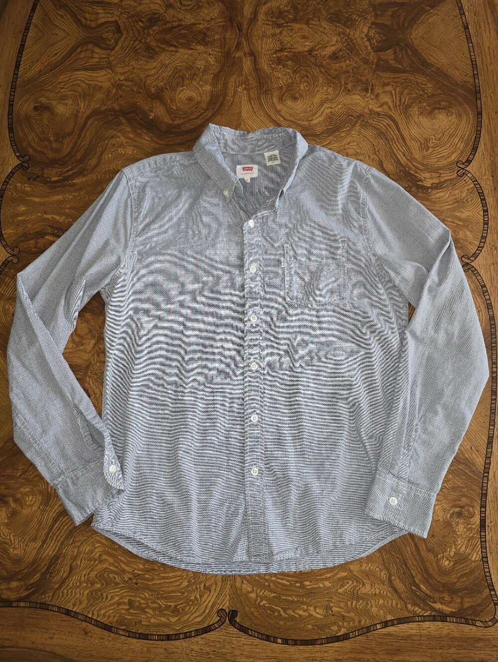 Levi's Men's Button Down Long Sleeve Shirt Size M Grey Textured Micro Stripe